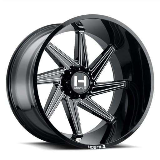 [H119-2212817047B-L] 22X12 HOSTILE H119 8X170 -44MM C.B 125.2 BLADE CUT ( BLACK MILLED ) "LEFT SIDE WHEEL"