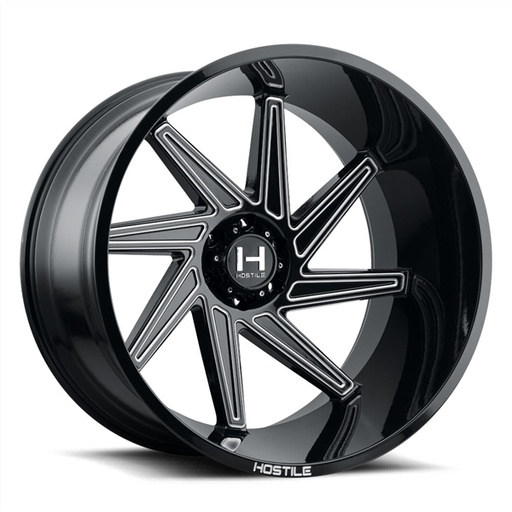 [H119-2212613547B-L] 22X12 HOSTILE H119 6X135 -44MM C.B 87 BLADE CUT ( BLACK MILLED ) "LEFT SIDE WHEEL"