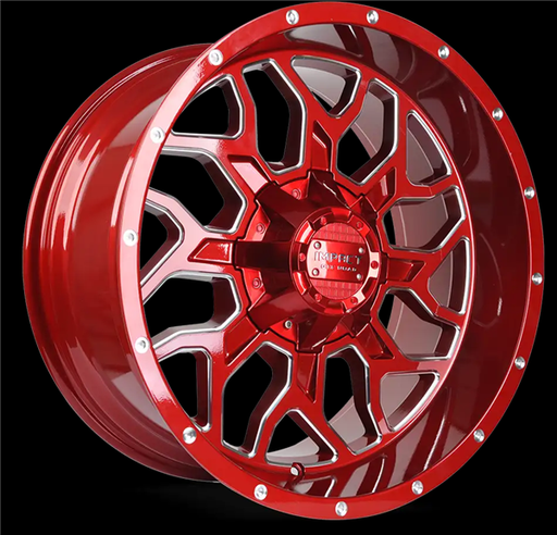 [813R-221253-44] 22X12 IMPACT 513 5X139.7/5X150 -44MM (110.30MM) RED MILLED WINDOWS