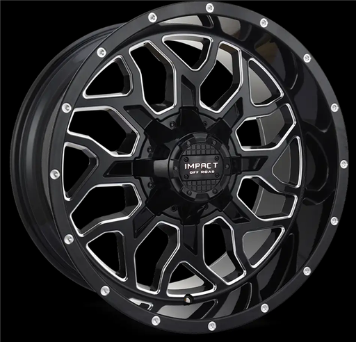 [813GB-221253-44] 22X12 IMPACT 813 5X139.7/5X150 -44MM (110.3MM) GLOSS BLACK MILLED WINDOWS