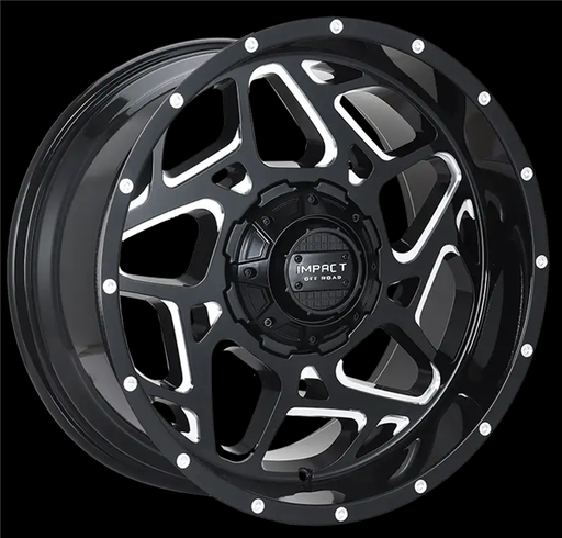 [822GB-221256-44] 22X12 IMPACT 822 5X139.7/5X127 -44MM (87.10MM) GLOSS BLACK MILLED WINDOWS