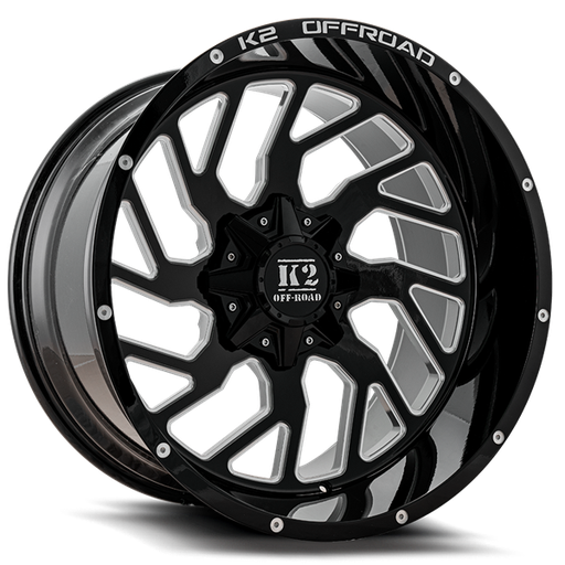 [K122212555127-44GBML] 22X12 K2 SHOCKWAVE 5X127/139.7 -44MM C.B 78.1 GLOSS BLACK MILLED