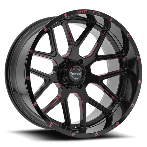 [W903222867-44GR] 22X12 WICKED 903 8X170 -44MM C.B. 125.2 GLOSS BLACK RED TINT