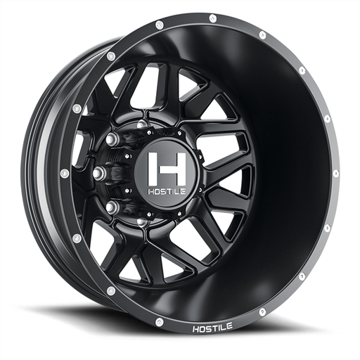 [H402-22828210-221BB] 22X8.25 HOSTILE H402 8X210 -221MM C.B 154.3 ASPHALT ( SATIN BLACK ) DUALLY REAR OUTER