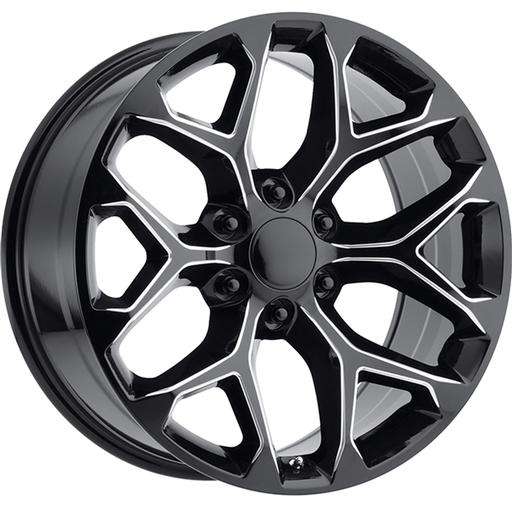 [3-781GBM-229060+24] 22X9 6X139.7 24MM (78.1MM) CHEVY/GMC REPLICAS GLOSS BLACK MILLED