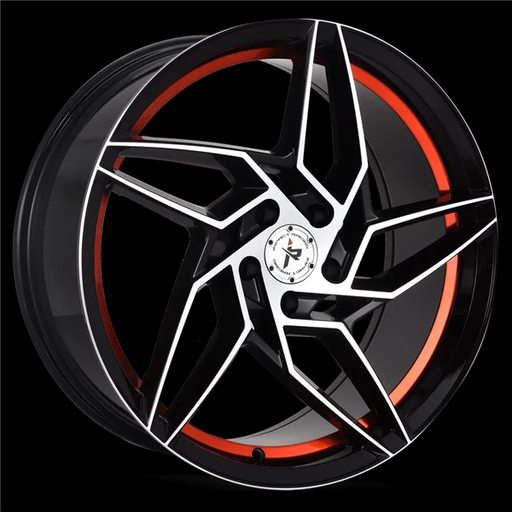 [605BMFR-229012+38] 22X9 IMPACT RACING 605 5X114.3 38MM (73.1MM) Gloss Black w/ Machine Face-Undercut-Red Clear Coat