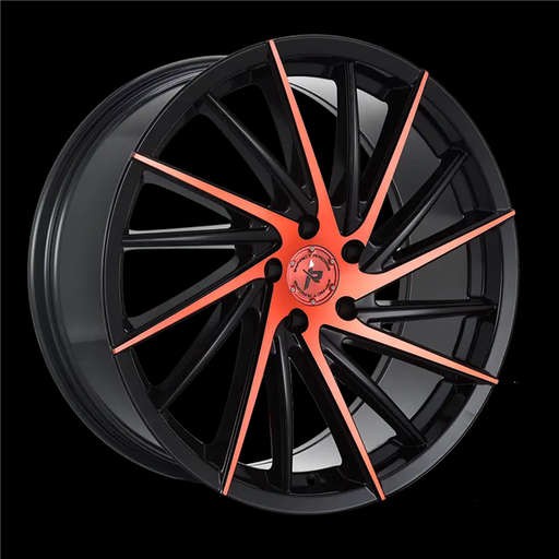 [608BMRF-229012+38] 22X9 IMPACT RACING 608 5X114.3 (73.1MM) GLOSS BLACK RED MACHINE FACE