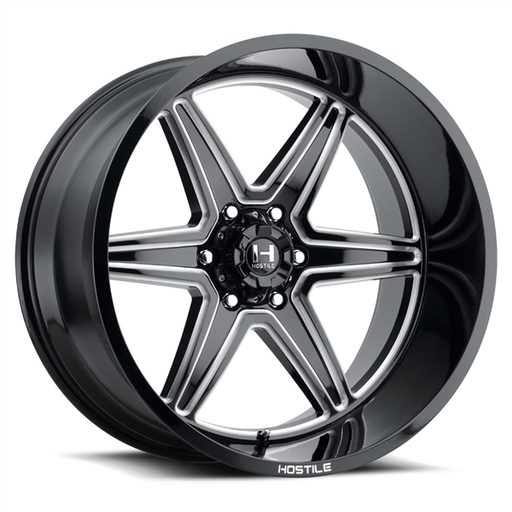 [H117-2414655045B] 24X14 HOSTILE H117 6X139.7 -76MM C.B 106.1 BLADE CUT ( BLACK MILLED )