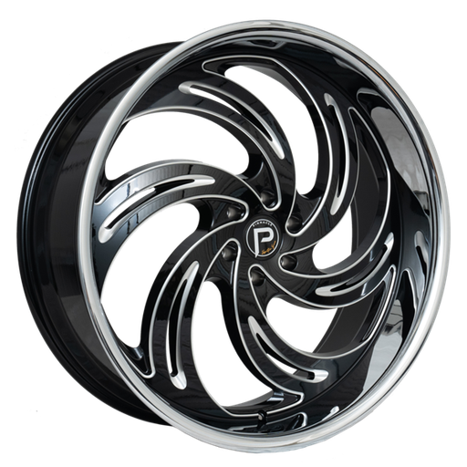 [P30026106139-20GBMLS] 26X10 PHOENIX 6X139.7 20MM C.B 87.1 GLOSS BLACK MILLED W/ SS LIP