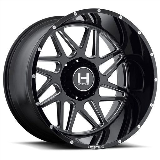 [H108-2010818047B] 20X10 HOSTILE H108 8X180 -19MM C.B 125.2 BLADE CUT (BLACK MILLED)