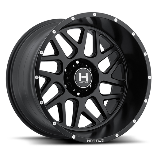 [H108-2010613547B] 20X10 HOSTILE H108 6X135 -19MM C.B 87MM BLADE CUT (GLOSS BLACK MILLED)
