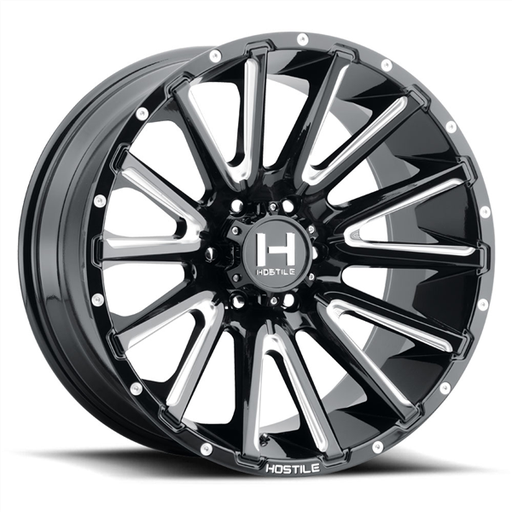 [H123-2010513947B] 20X10 HOSTILE H123 5X139.7 -19MM C.B 87MM BLADE CUT (GLOSS BLACK MILLED)