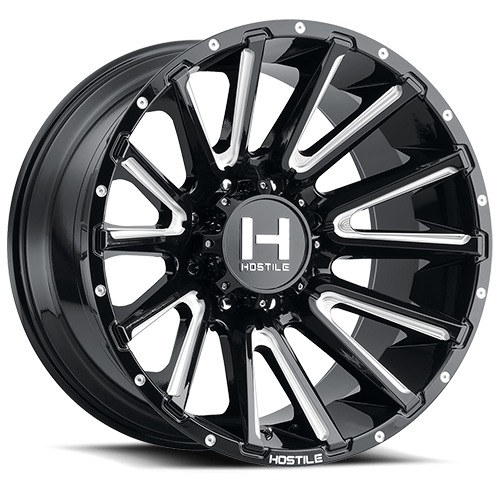 [H123-2012818047B] 20X12 HOSTILE H123 8X180 -44MM C.B 125.2 BLADE CUT ( GLOSS BLACK MILLED )