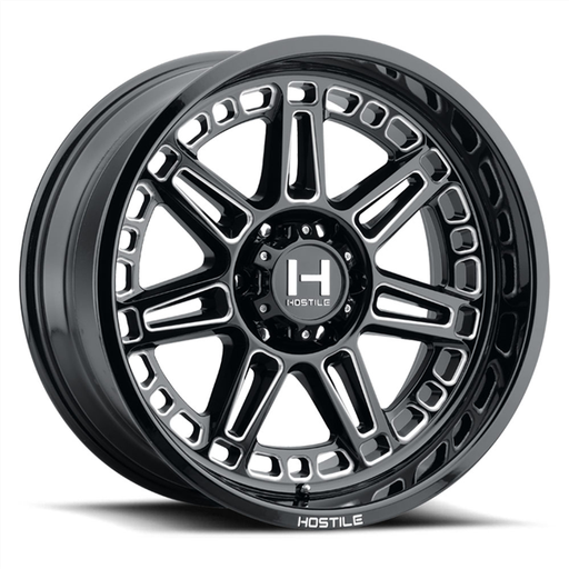 [H124-2012613547B] 20X12 HOSTILE H124 6X135 -44MM C.B 87MM BLADE CUT (GLOSS BLACK MILLED)