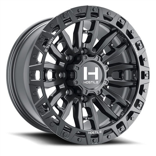 [H130-2090816550A] 20X9 HOSTILE H130 8X165 1MM C.B 125.2MM ASPHALT (SATIN BLACK)