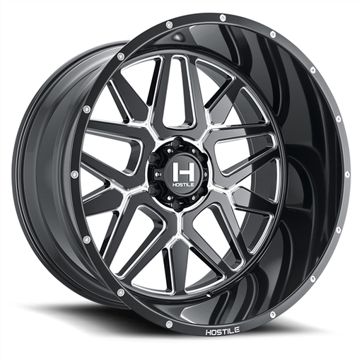 [H128-2010550047B] 20X10 HOSTILE H128 5X127 -19MM C.B 78MM BLADE CUT (GLOSS BLACK MILLED)