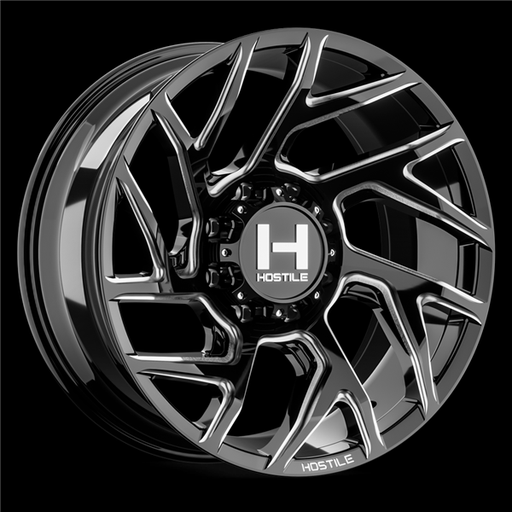 [H141-2010818047B] 20X10 HOSTILE H141 8X180 -19MM C.B 125.2MM BLADE CUT (GLOSS BLACK MILLED)