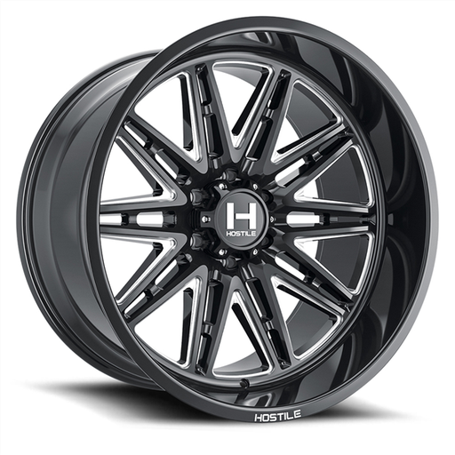 [H126-2012513947B] 20X12 HOSTILE H126 5X139.7 -44MM C.B 87MM BLADE CUT (GLOSS BLACK MILLED)