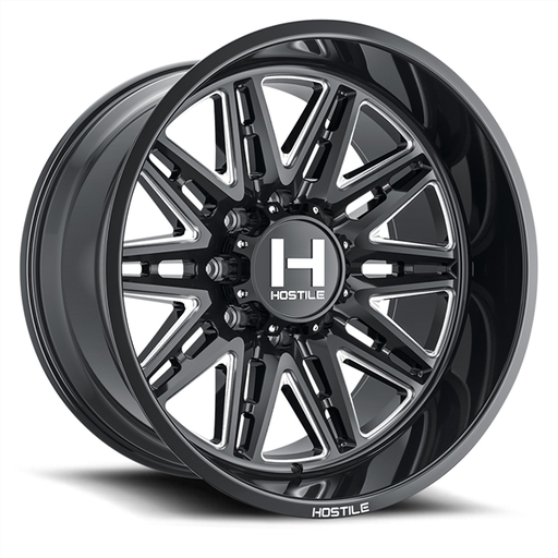 [H126-2012816547B] 20X12 HOSTILE H126 8X165 -44MM C.B 125.2MM BLADE CUT (GLOSS BLACK MILLED)