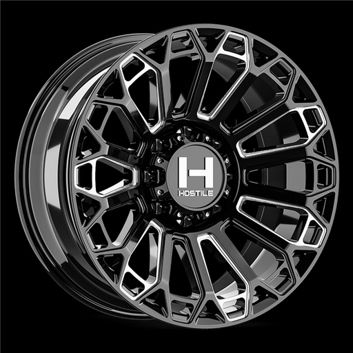 [H142-2012817047B2] 20X12 HOSTILE H142 8X170 -44MM C.B 125.2MM BLADE CUT (GLOSS BLACK MILLED)
