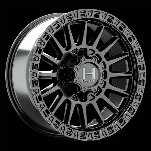 [H137-1890818055A] 18X9 HOSTILE H137 8X180 12MM C.B 125.2MM ASPHALT (SATIN BLACK)