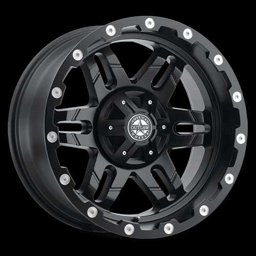 [48780 REVOLVER 125-7874B] AMERICAN OUTLAW REVOLVER 17X8.5-10 5X127 C.B-71.5 SATIN BLACK MILLED RIVETS