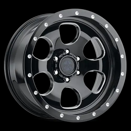 [59001 GAMBLER 126-7873GB] AMERICAN OUTLAW GAMBLER 17X8.5+0 5X127 C.B-71.5 GB GLOSS BLACK W/MILLED