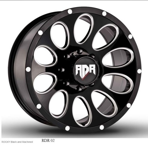 [RD022215MFB] RDR02-M 22X10+12 6X139.7 C.B-106.1 MACHINED/BLACK(ROCKY)-MFB+MW+ME