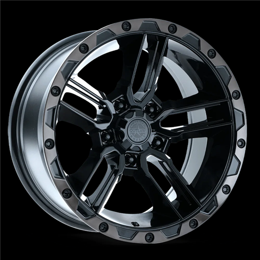 [100073 RAILCAR 136-2973S] AMERICAN OUTLAW RAILCAR 20X9-10 5X127 C.B-71.6 BKMT SATIN BLACK