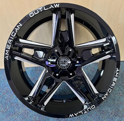 [LA526225] AMERICAN OUTLAW LONESTAR 20X9-10 5X127 CB-71.5 GLOSS BLACK MILLED WINDOW