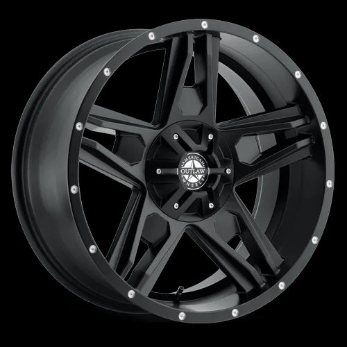 [63281 LONESTAR124-2181B] AMERICAN OUTLAW LONESTAR 20X10-18 8X165.1 C.B-125.2 B SATIN BLACK MILLED RIVETS