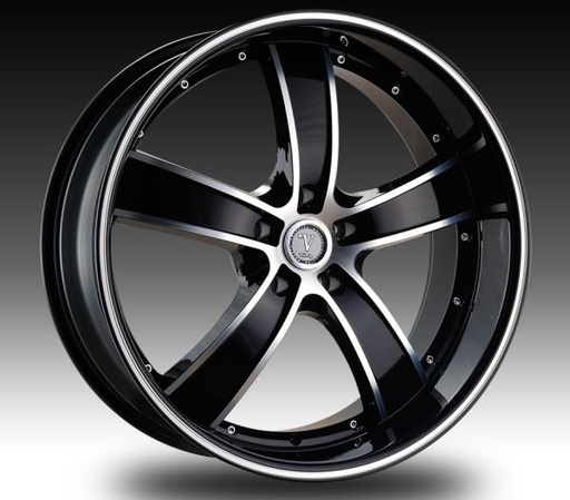 [V8551706ML] VELOCITY 855-A 17X7+38 5X114.3 B+MO-MLLP (BLACK MACHINE FACE NO LIP-M-LIP)