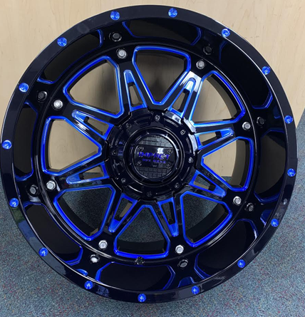 [810GBB-79056-12] IMPACT OFF-ROAD 810 17X9-12 5X139.7+5X127 CB-87.1 GLOSS BLACK/BLUE MILLED***BLUE***