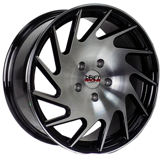 [DR11123177519+38GBMF] DRIFT AV123/11123 17X7.5+38 4X100+4X114.3 C.B 73.10 GLOSS BLACK MACHINE FACE**SPECIAL**