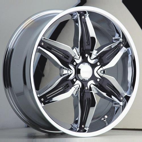 [AKA824875049+35C] AKUZA 824 18X7.5+35 5X100+5X115 - CHROME/BLACK INSERTS