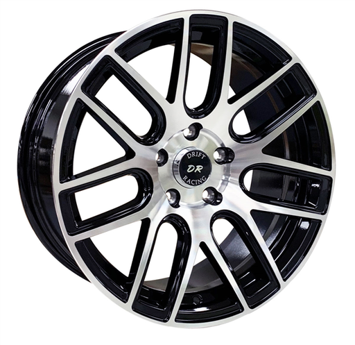 [DR14593178006+30GBMF] DRIFT RACING 14593 17X8+30 5X114.3 C.B 73.10 GLOSS BLACK MACHINE FACE