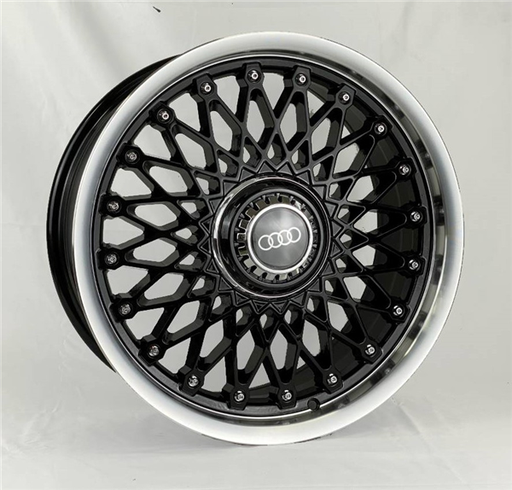 [XW039188022+35BPL] REPLICA XW039 18X8+35 5X108+5X114.3 C.B 73.10 BLACK POLISHED LIP*AUDI FLODED CAP*