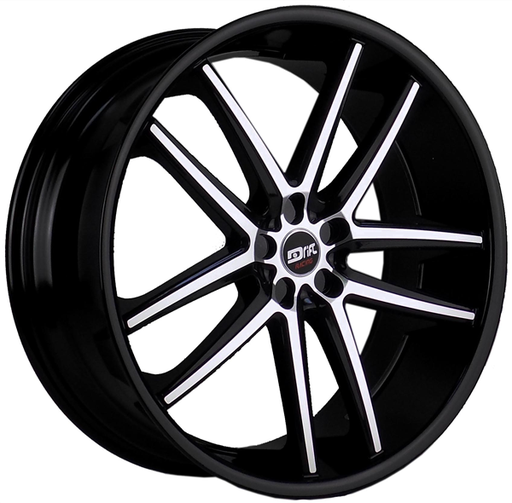 [9122085BLNK+35BMFL] DRIFT RACING L912 20X8.5+35 5HOLE **BLANK** C.B 74.10 GLOSS BLACK MACHINE FACE BLACK LIP