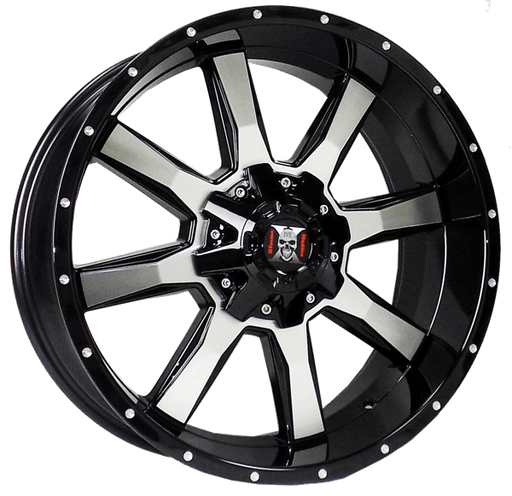 [A861200930+18GBMF] XTREME MUDDER XM-201 A861 20X9+18 5X127+5X139.7 C.B 87.10 GLOSS BLACK MACHINE FACE MILLNIG DOTS [NO