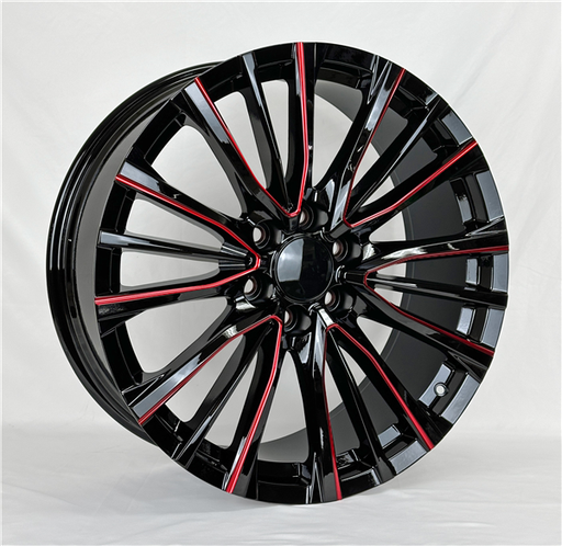 [2143229047+28BMR] 2143 REPLICA 22X9+28 6X139.7 C.B 78.10 BLACK MILLED RED LINE