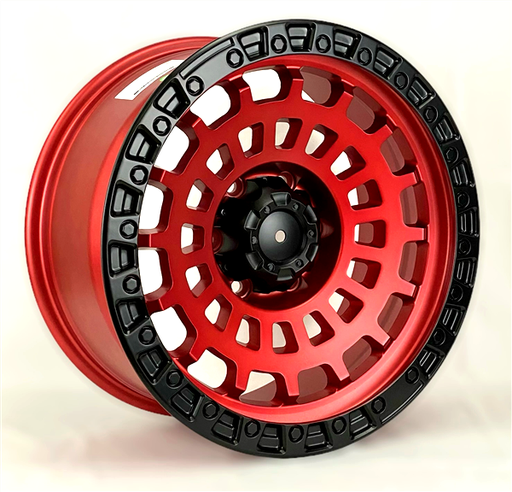 [DARKBB189032+0MRBL] DARK-BB 18X9+0 6X139.7 C.B 106.1 MATTE RED+BLACK BEAD RING**MR+BL**