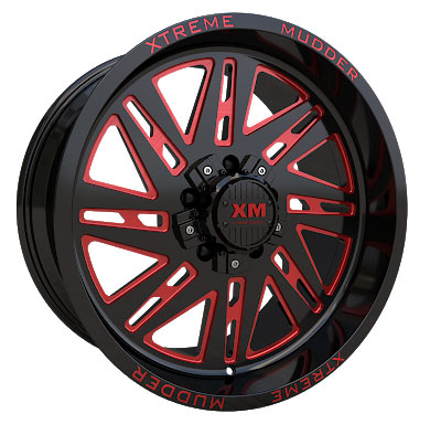 [XM347201074-6GBRM] XTREME MUDDER XM-347 20X10-6 5X139.7+5X150 C.B 110 GLOSS BLACK RED MILLED