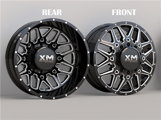 [XM900F2282575+105BM] XTREME MUDDER XM-900 FRONT 22X8.25+105 8X165.1 C.B 117 BLACK MILLED
