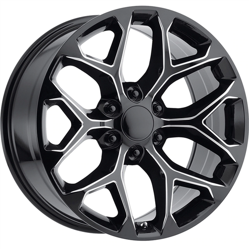 [RP032281015+30GBM] RP032 SNOWFLAKE CHEVY REPLICA 28X10+30 6X139.7 C.B 78.10 GLOSS BLACK MILLED