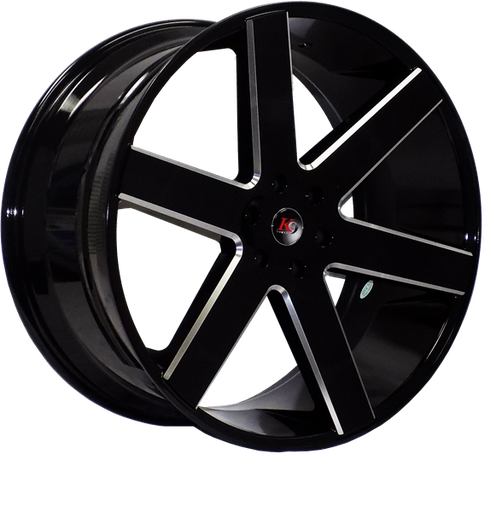 [K96198261047+30GBMW] K9 6198 26X10+30 6X139.7 C.B 78.10 GLOSS BLACK MILLED EDGE