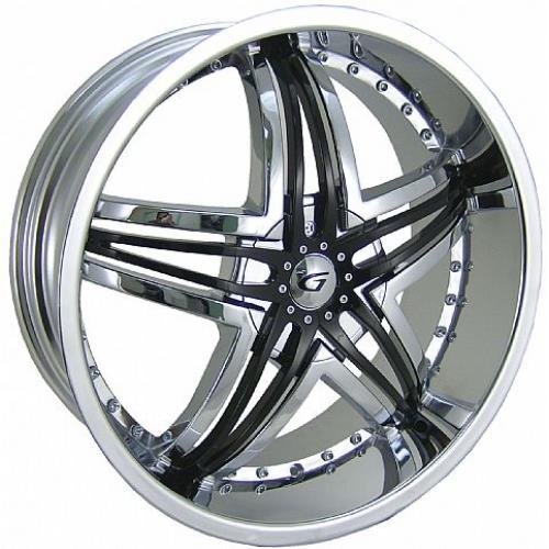 [G1-22951151373] GIANNA BLITZ 22X9.5+13 5X115+5X120 CHROME-BLACK INSERTS