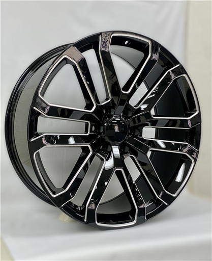 [LT003229047+31GBM] REPLICA LT003 GMC/CHEY REPLICA  22X9+31 6X139.7 C.B 78.10 GLOSS BLACK MILLED