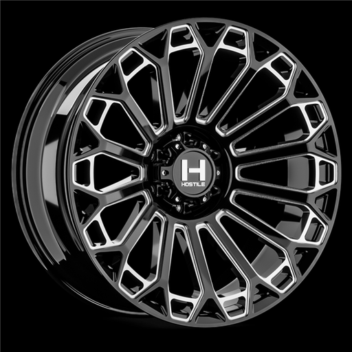 [H142-2010550047B] 20X10 HOSTILE H142 5X127 -19MM C.B 78MM BLADE CUT (GLOSS BLACK MILLED)