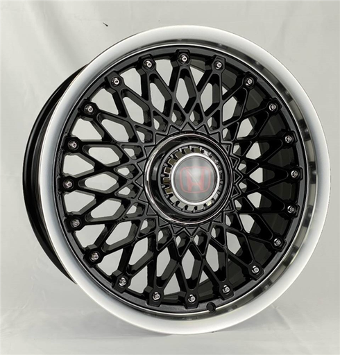 [XW039188071+35BPL] REPLICA XW039 18X8+35 5X105+5X114.3 C.B 73.10 BLACK POLISHED LIP**HONDA RED FLODED CAP*