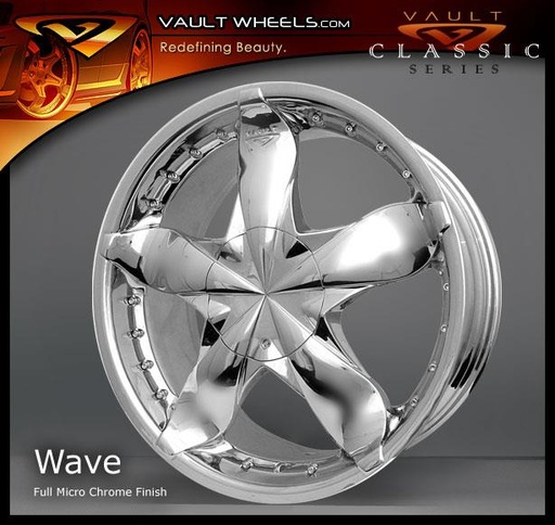 [VA3191821-D] WAULT 18X7.5+42 4X100+4X114.3 C.B 73.1(WAVE) CHROME [LIP DAMAGE] [NO CAP] *d